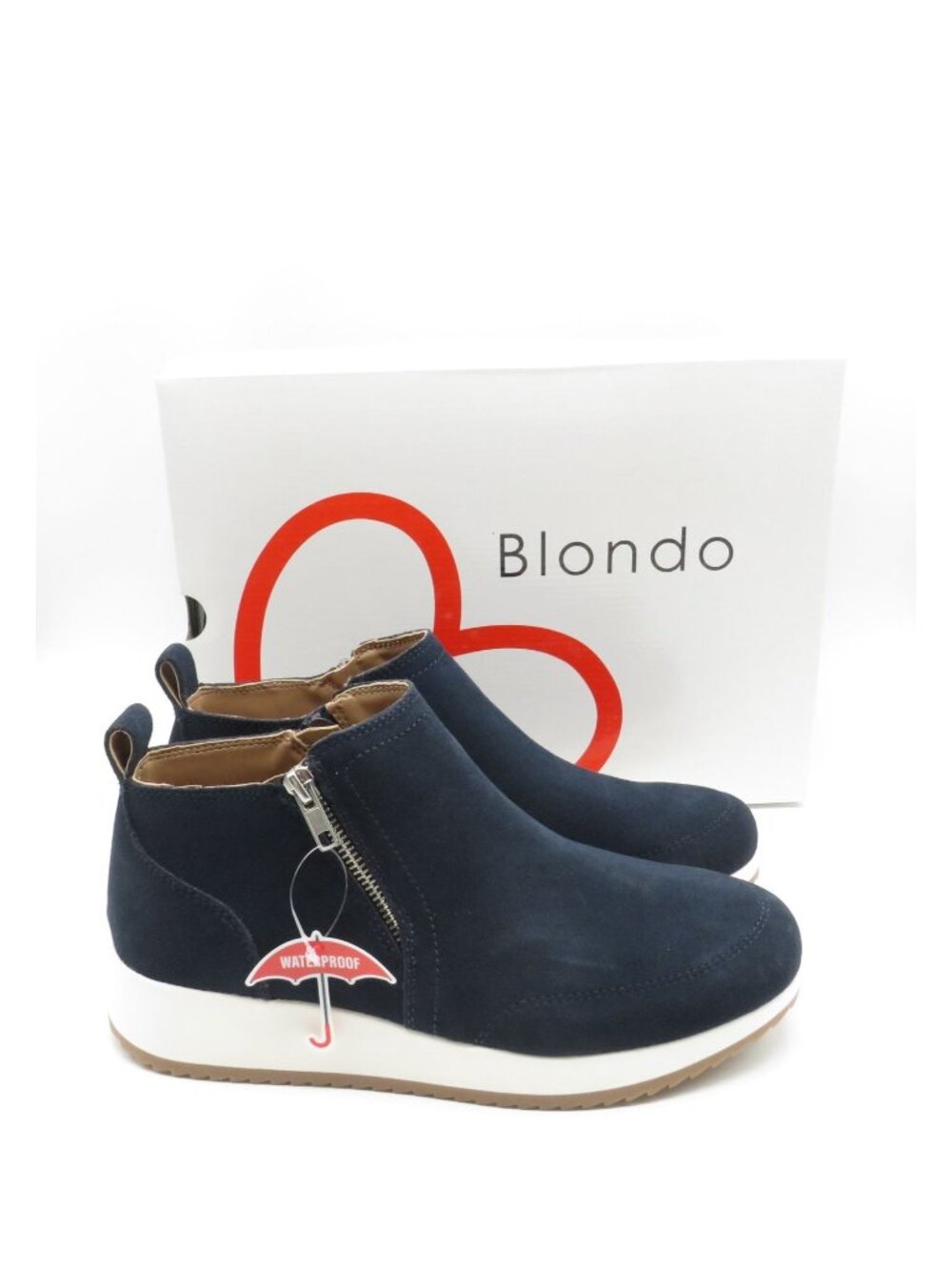 Blondo Ellorie Navy Suede Waterproof Chelsea Ankle Boots Womens 9 M NEW